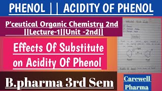 Phenol  Acidity Of Phenol  Effects of substitute On acidity of phenol  Organic chemistry L1 [upl. by Leak]