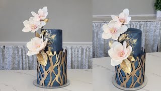 GOLD Chocolate Wrap Cake  Trick to using MESH STENCILS on BUTTERCREAM with reliable results [upl. by Ennahteb]