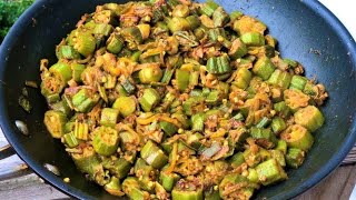 How to Cook Frozen Okra Not Slimy  Quick Easy Masala Bhindi  Masala Bhindi  Okra Masala Stir Fry [upl. by Annabela]