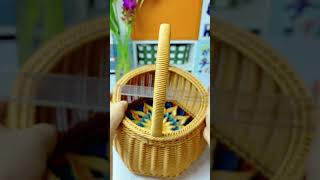 How to craft hand basket with rattan diy rattan basket [upl. by Acireh]