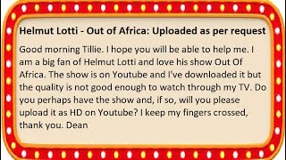 Helmut Lotti  Out of Africa Live show 2000 uploaded as per request [upl. by Oek]