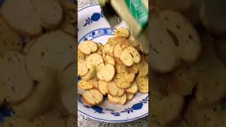 Crunchy Bruschette chips satisfying sound chips shorts trending [upl. by Esirrehc]