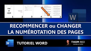 RECOMMENCER ou MODIFIER la NUMÉROTATION de page WORD  Tuto express [upl. by Airuam912]