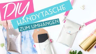 DIY Handytasche zum Umhängen aus NÄHPAPPE [upl. by Oiznun]