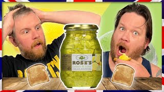 Americans Try BRITISH Roses Lemon amp Lime Marmalade On Toast [upl. by Adamek]