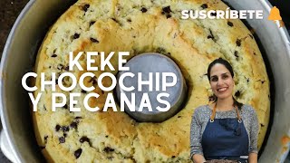 ¡KEKE DE CHOCOLATE CHIP Y PECANAS  Sandra Jarufe Pastelería [upl. by Leirda]