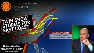 Twin Snowstorms for the East Coast  AccuWeather [upl. by Raven]