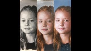 1 of 3 Portrait painting tutorial grisaille technique real time glazing oil painting SUBTITLES [upl. by Tiossem]