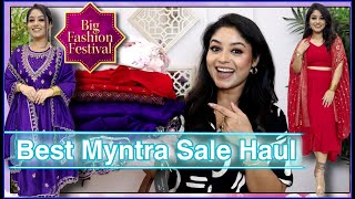 Myntra Sale Haul  Dhotiset Handwork Suitset saree for festivals  kurti haul with Vaishali Mitra [upl. by Eintroc791]