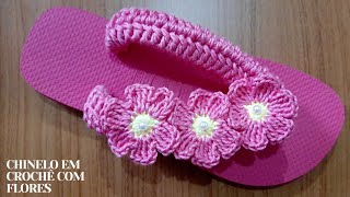 CHINELO CUSTOMIZADO EM CROCHÊ FÁCIL COM FLORES MODELO INFANTIL [upl. by Nedgo]