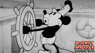 Steamboat Willie 1928 Disney Short Film  First Mickey Mouse Cartoon  Review [upl. by Binny]