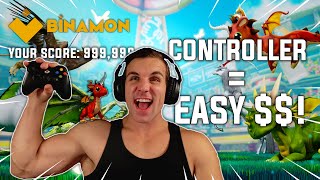 BINAMON TUTORIAL  HOW TO USE A CONTROLLER FOR BINAMON Play to Earn NFT Game  EASY HIGH SCORES [upl. by Aihpled]