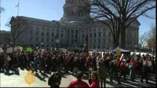 Wisconsin unions rally for rights [upl. by Pearle]