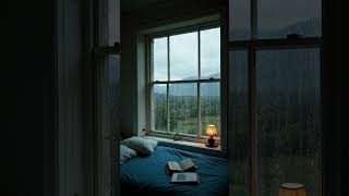 Warm Bedroom with Rain Sounds Falling Outside the Forest  Relaxing Piano Music Helps You Deep Sleep [upl. by Dnanidref899]