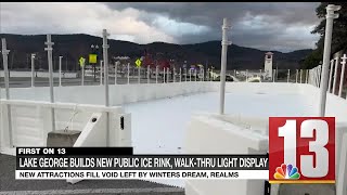 Lake George builds public ice rink light display [upl. by Aikahs]