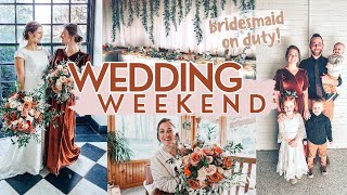 WEDDING VLOG Behind the scenes of a Mennonite Wedding  setup rehearsal bridesmaids duties [upl. by Alyakcm703]