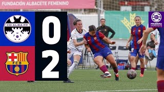 CD FUNDACIÓN ALBACETE 0 vs 2 FC BARCELONA B  FEMENINO  RESUMEN [upl. by Nosyaj]