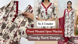 Trendy Front Pleated Open Placket Kurti Cutting And StitchingNew Kurti DesignTrendy Kurti Design [upl. by Ahsiekal575]