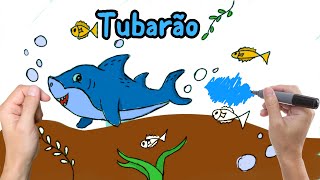 Aprendendo a Desenhar e Colorir um Super Tubarão 🦈  Tutorial passo a passo [upl. by Dearr]