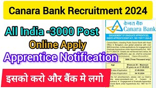 Canara Bank Apprentice 2024  Canara Bank Recruitment 2024 [upl. by Svend]