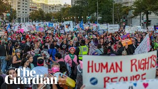 Thousands of women rally in Washington for abortion rights ahead of US election [upl. by Herrle]