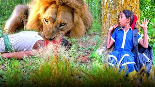 Lion Attack Man in Forest  Lion Attack Hunter  Lion Attack Stories Part37 [upl. by Burlie521]