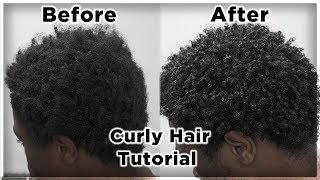 Mens Curly Hair Tutorial  Defined Curls on 4B4C Hair  King Infinity [upl. by Tisbee]