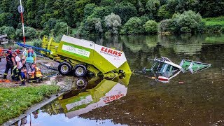 TRAKTOR amp BALLENPRESSE VERSINKEN IM NECKAR DLRG  FEUERWEHR  Spektakuläre Bergung [upl. by Kobi]