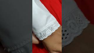 White lace attach to make sleeve sew sewing sewinghacks sewingtips [upl. by Ros]