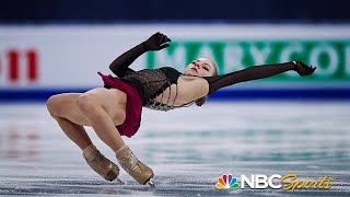 Trusova attempts five quads in valiant free skate vaults from 12th to podium at worlds  NBC Sports [upl. by Hymen594]