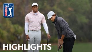 Tiger and Charlie Woods shoot 8under 64  Round 1  PNC Championship  2023 [upl. by Enirrok]