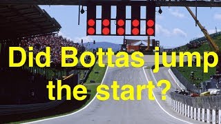 Race Start Analysis Austrian GP 2017 Did Valtteri Bottas Jump the Start [upl. by Rubliw251]