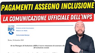 ASSEGNO DI INCLUSIONE pagamenti comunicazione ufficiale [upl. by Oswald770]