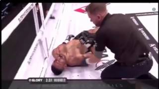 Fans attack kickboxer Murthel Groenhart in the ring after controversial knockout [upl. by Ledah874]