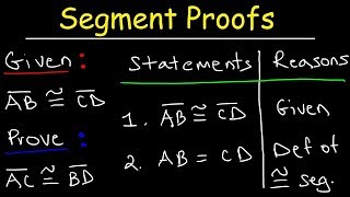 Two Column Proofs of Congruent Segments  Midpoints Substitution Division amp Addition Property [upl. by Araccat]