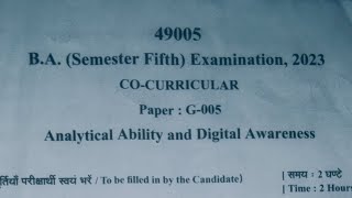 49005 ANALYTICAL ABILITY AND DIGITAL AWARENESS  BA 5th sem  Cocurricular  BA  BSC [upl. by Rodriguez818]