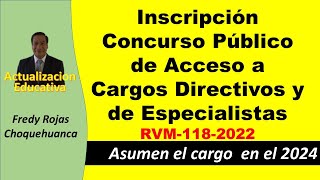 Concurso público para directivos y especialistas Inscripción y cronograma [upl. by Ajile]