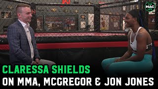 Claressa Shields on MMA debut Conor McGregors support and training with Jon Jones [upl. by Noteek]