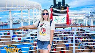 My First Time on the DISNEY WISH Disney CRUISE Day 1  Sail Away Frozen Dinner Star Wars Bar [upl. by Maurreen607]