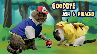 Saying Goodbye to Ash and Pikachu  Pokémon Pikachus Goodbye with Cats [upl. by Nytsirhc894]