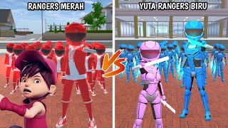 EXPERIMEN YUTA JADI SUPERHERO POWER RANGERS BIRU VS BOBOIBOY POWER RANGERS MERAH [upl. by Enilatan]