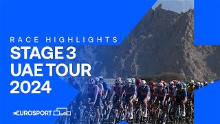 VICTORY ATOP JEBEL JAIS 🔥  Stage 3 Highlights UAE Tour 2024  Eurosport Cycling [upl. by Pylle311]