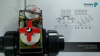 Anschluss eines EO510 Antriebes auf einen 3Wege Kugelhahn S4 mit LKugel von Praher Plastics [upl. by Enillebyam]