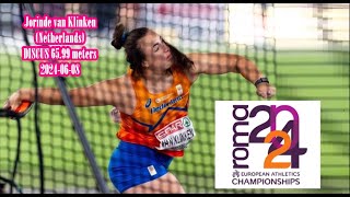 Jorinde van Klinken Netherlands DISCUS silver medal European championships Rome 20240608 [upl. by Yrol]