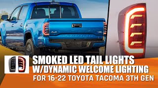 2016 2022 Toyota Tacoma Smoked LED Tail Lights Display Video  AMOFFROAD [upl. by Faletti]