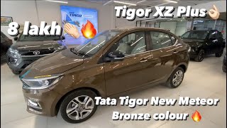 All New Tata Tigor XZ Plus 2024 new Meteor Bronze colour full detail review [upl. by Eremahs768]