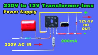 How to convert AC to DC without Transformer 220v to 12v dc converter [upl. by Deeanne477]