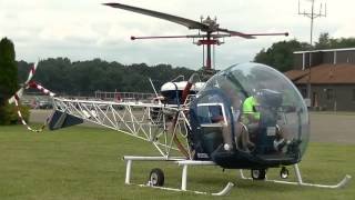 Bell 47 Helicopters Start up take off landings flying Police [upl. by Shina]