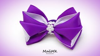 Бант из репсовых лент МК DIY Hair bow tutorial МойМК [upl. by Yendahc]