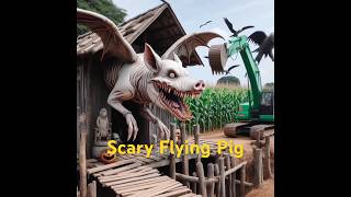 Scary Flying Pig Demolish Little Hut At Corn Farm With excavator shorts 778 scarypigy [upl. by Ettedo950]